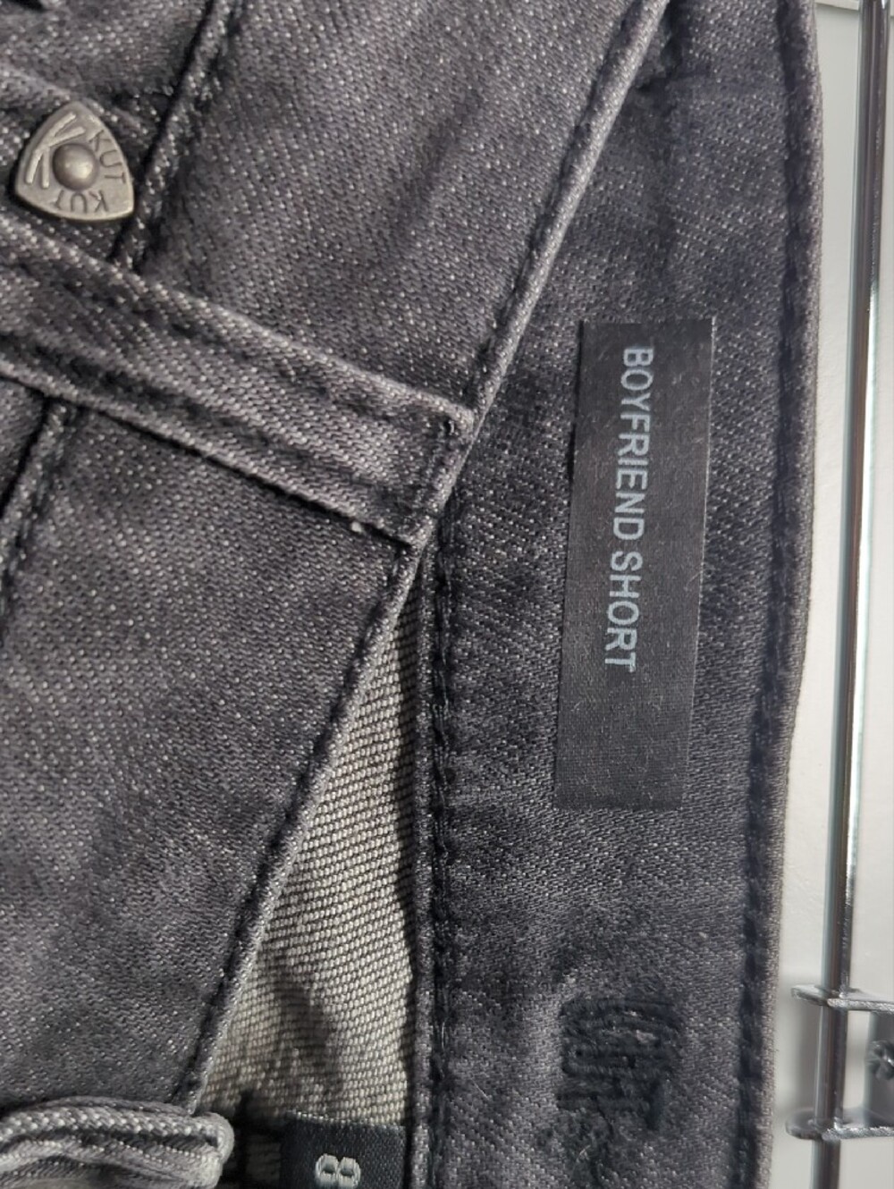 Kut from the Kloth Charcoal Roll-Cuff Denim Shorts - Picture 3 of 5